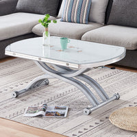 Round Lift-Top Coffee Table with Sintered Stone Top and Storage
