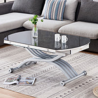 Round Lift-Top Coffee Table with Sintered Stone Top and Storage
