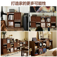 Solid Wood Grid Storage Cabinet with Doors, Modern Style, 6+8 Grids
