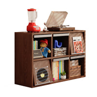 Solid Wood Grid Storage Cabinet with Doors, Modern Style, 6+8 Grids