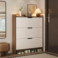 Solid Wood Ultra-Thin Tipping Shoe Cabinet for Entryway, 2026 New Style, Wall-Mounted Narrow Shoe Rack