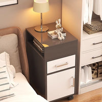 Light Luxury Bedside Cabinet with Wheels, Three Drawers, Warm White