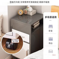 Light Luxury Bedside Cabinet with Wheels, Three Drawers, Warm White