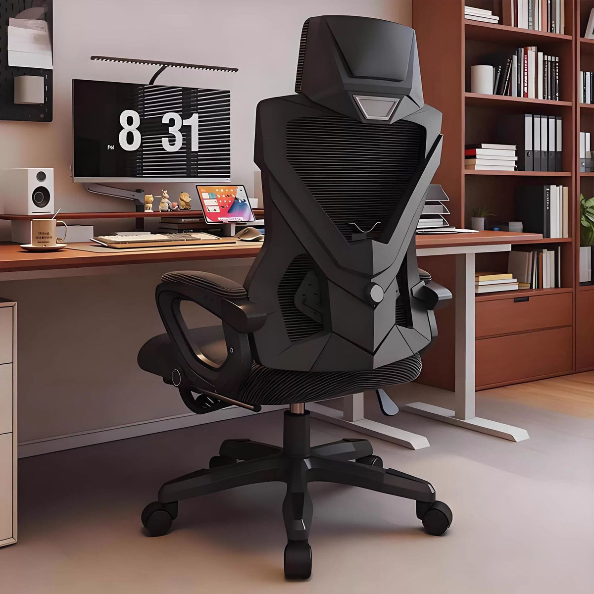 Ergonomic Office Chair with Adjustable Backrest, Nylon Material, Plastic Base, Black