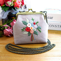 DIY Embroidery Kiss-lock Purse Kit - Cactus Design Handbag Coin Pouch Material Pack