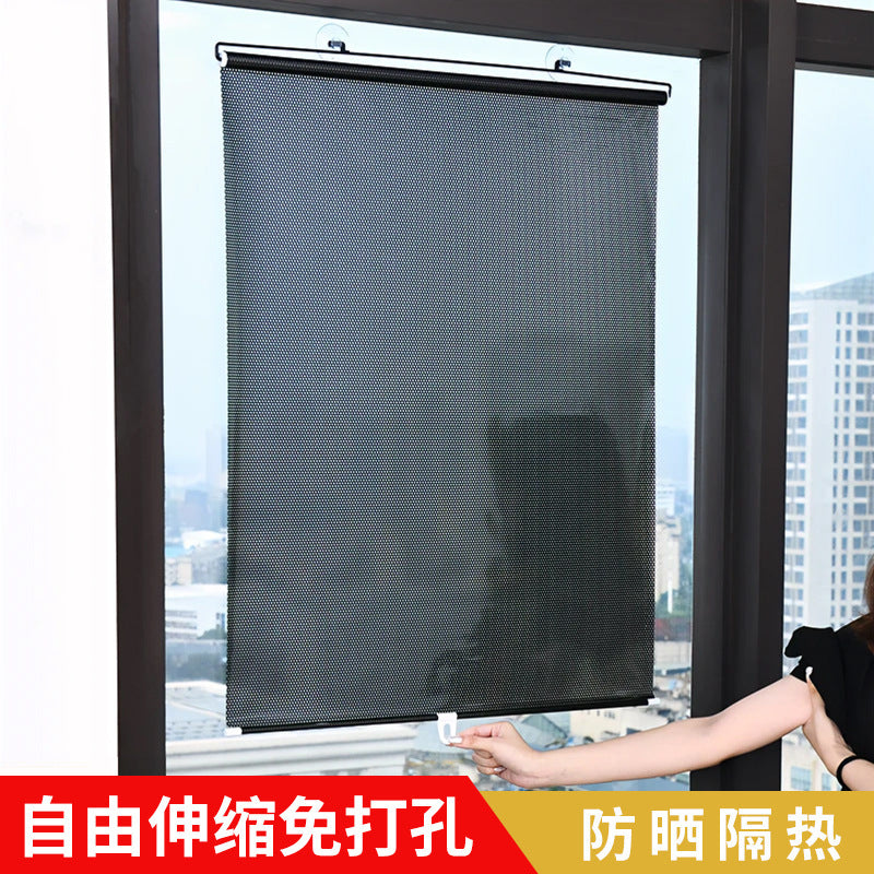 No-Drill Retractable Sun Shade for Windows and Balcony with Suction Cups