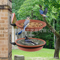 Hanging Bird Feeder and Bath Tray Set with Birdhouse, Garden Outdoor
