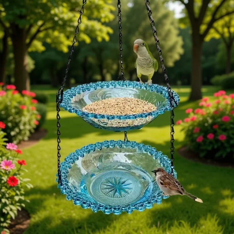 Hanging Bird Feeder Outdoor Decorative Bird Bath Pendant Balcony Garden Hummingbird Feeder