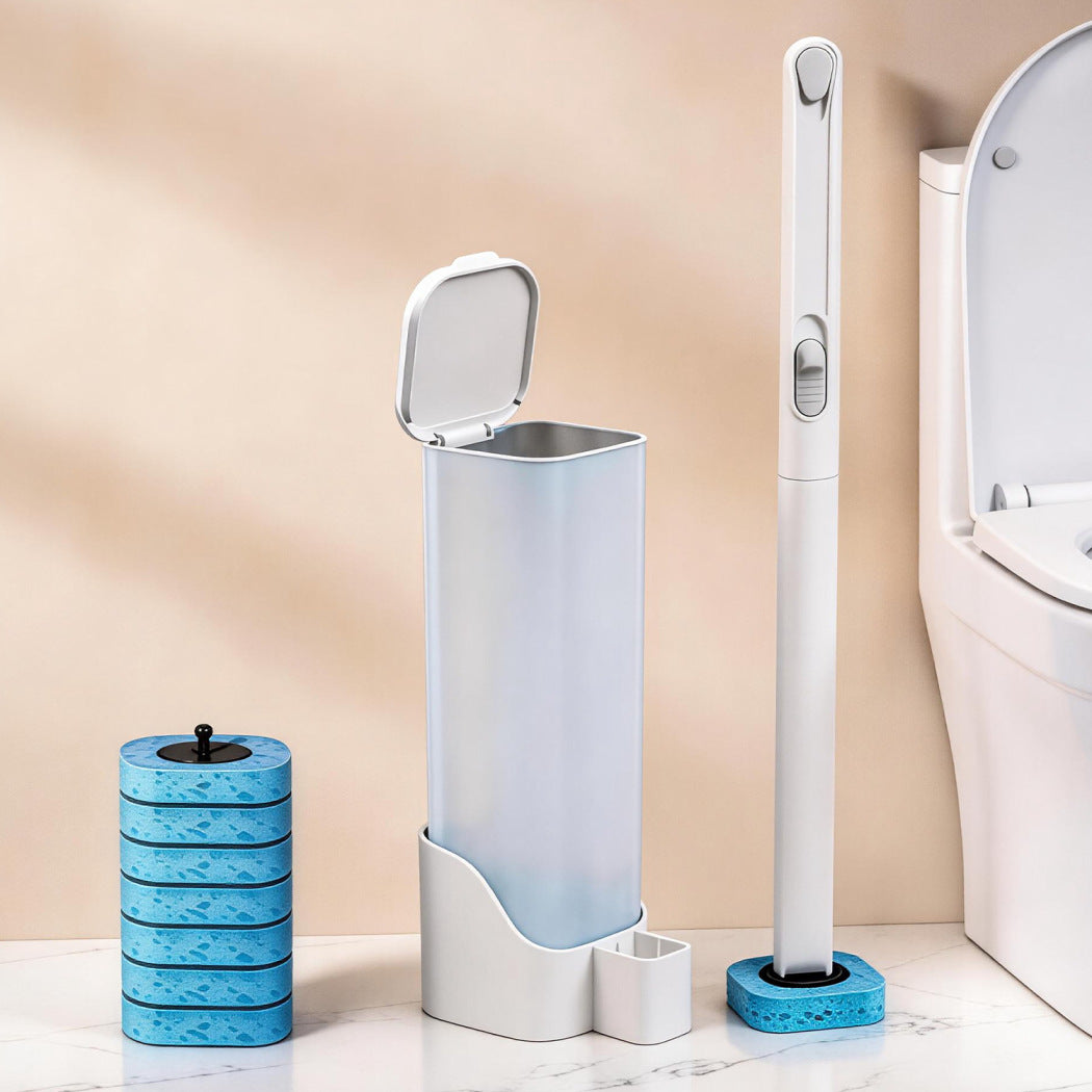 Disposable Toilet Brush with Replaceable Heads, Wall-Mounted
