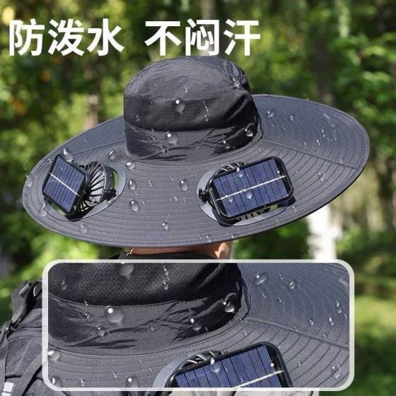 Solar Fan Hat for Men Summer Outdoor Fishing Sun Protection Bucket Hat
