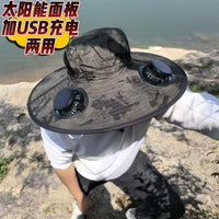 Zhaoxi Solar Fan Sun Hat, French Straw Woven Bucket Hat, Breathable, Summer
