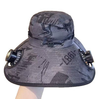 Zhaoxi Solar Fan Sun Hat, French Straw Woven Bucket Hat, Breathable, Summer