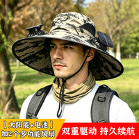 Solar Fan Hat for Men Summer Outdoor Fishing Sun Protection Bucket Hat