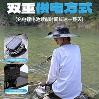 Solar Fan Hat for Men Summer Outdoor Fishing Sun Protection Bucket Hat