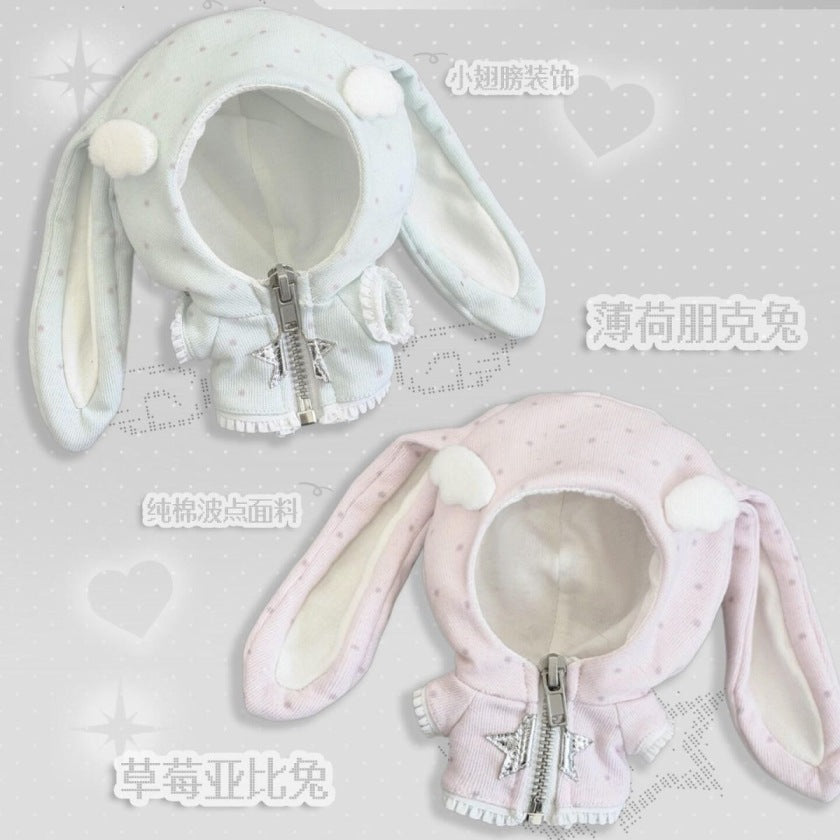 Retro Little Rabbit Series Doll Clothes 10cm Cotton Doll Mint Punk Rabbit Strawberry Rabbit