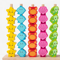 Wooden Ocean Animal Bead Counting Frame Color Matching Educational Toy for Kids