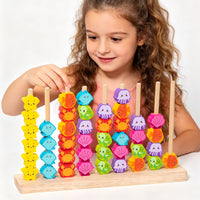 Wooden Ocean Animal Bead Counting Frame Color Matching Educational Toy for Kids