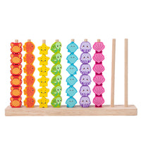Wooden Ocean Animal Bead Counting Frame Color Matching Educational Toy for Kids