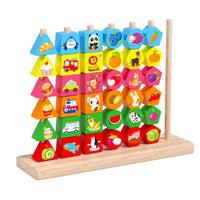 Wooden Colorful Bead Stringing Toy for Early Childhood Color Matching Training