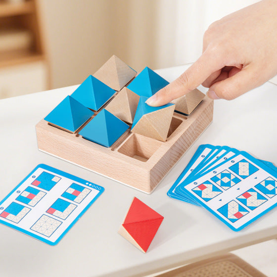 Wooden Geometric Flip Blocks Early Education Logic Training Toy