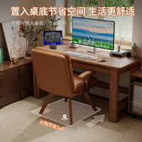 Swivel Office Chair for Home, Study, Dormitory, Ergonomic Backrest, Oil Waxed Leather