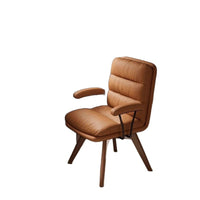 Leather Office Chair with Wood Frame and Fixed Armrests