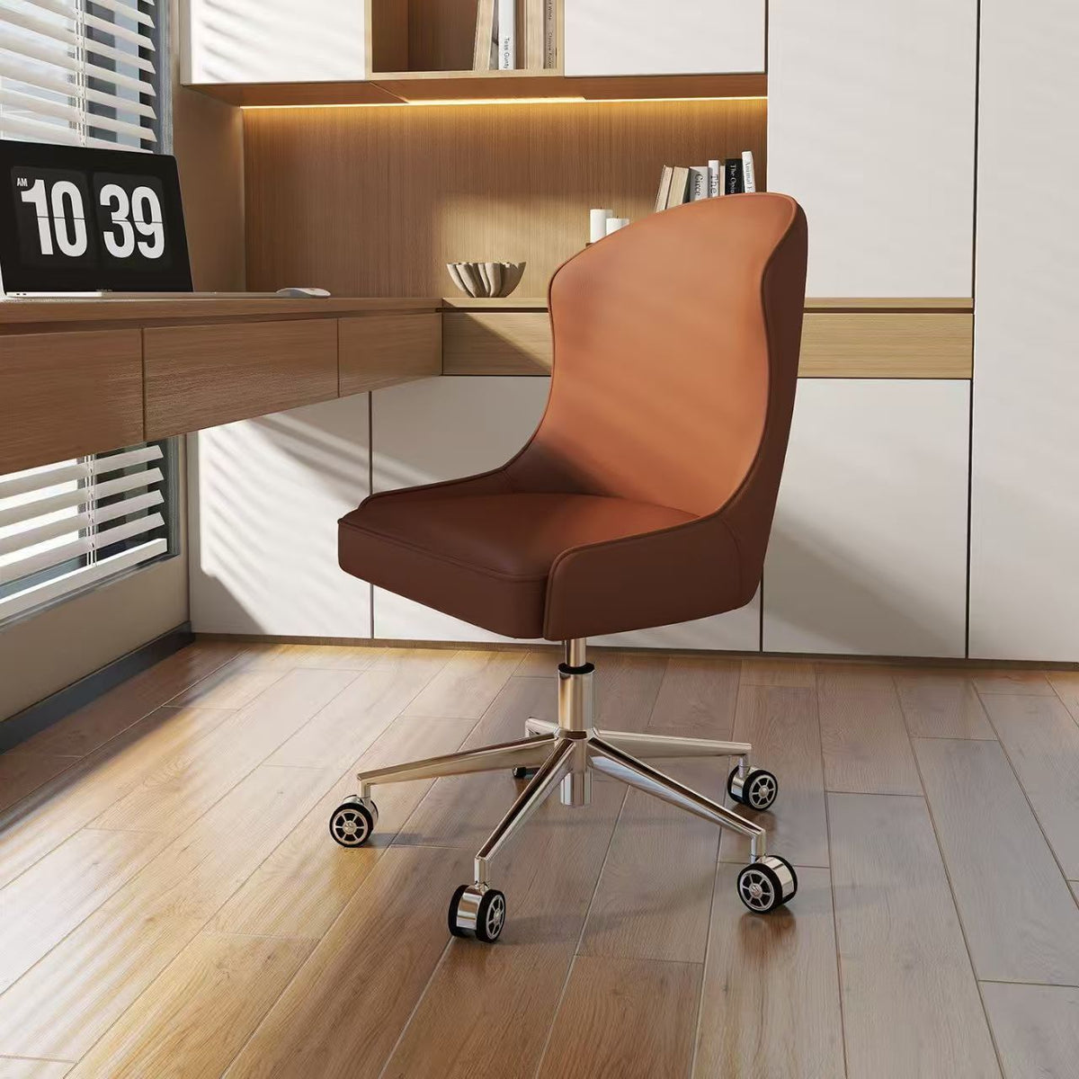 Office Chair with Stainless Steel Frame, High-Density Foam, Swivel and Rollers