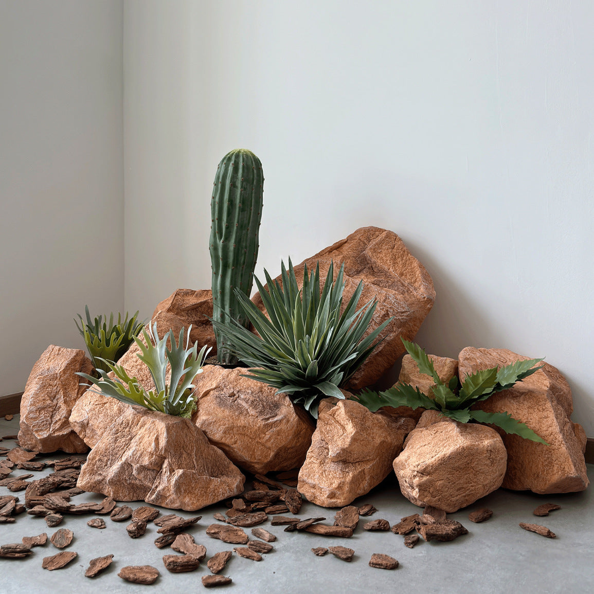 PU Simulated Yellow Fake Rock for Photography and Wedding Stage