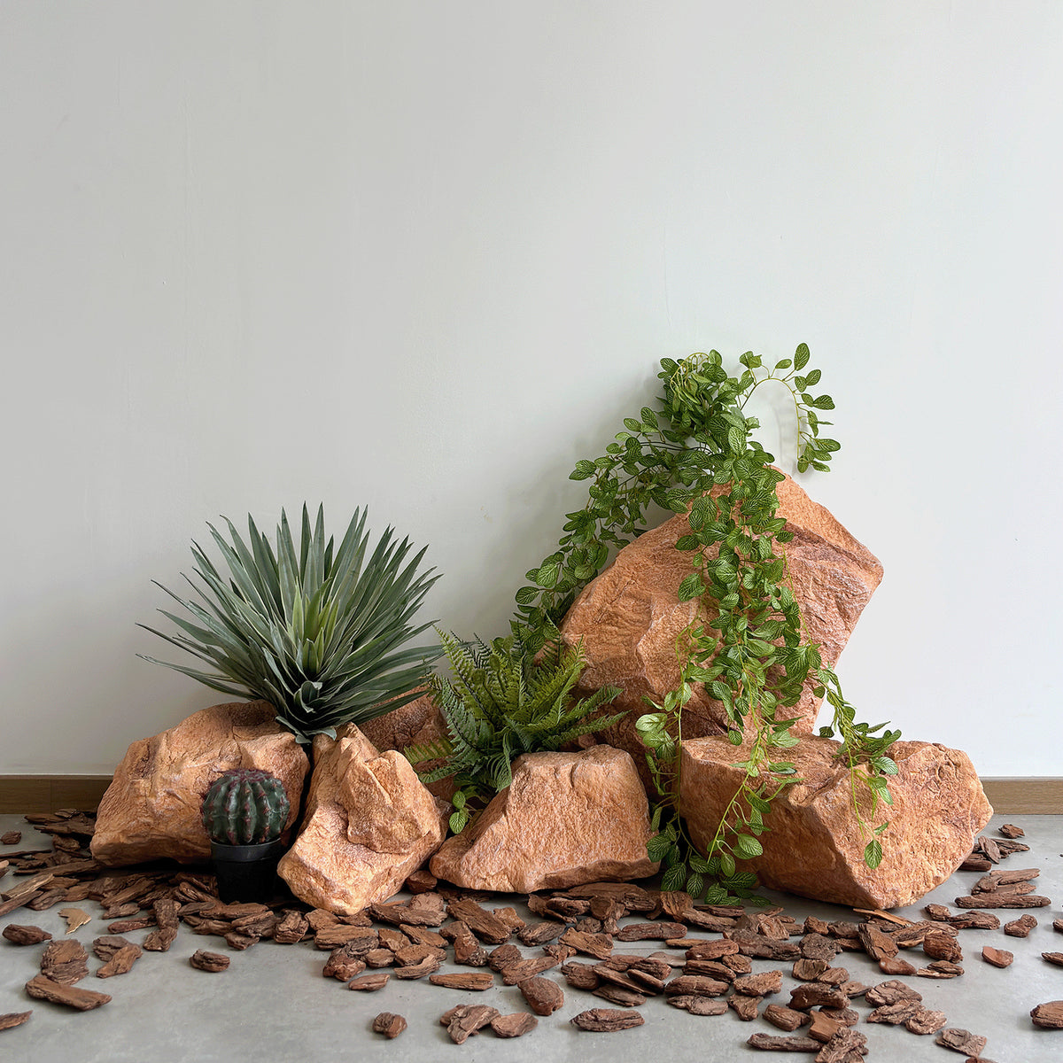PU Yellow Artificial Stone with Simulated Moss for Decoration