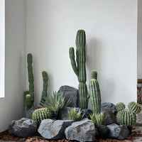 Gray Faux Stone Hanging Decoration with Moss for Storefront Display