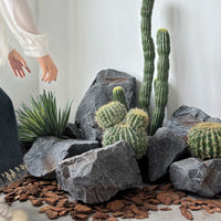 Gray Faux Stone Hanging Decoration with Moss for Storefront Display