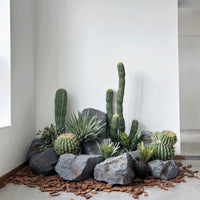Gray PU Hanging Rock Decoration with Artificial Moss
