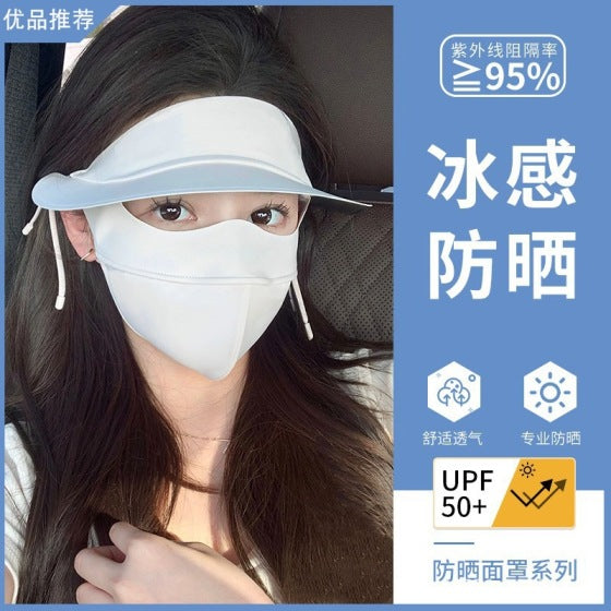 Banana Under Black Glue Sunscreen Ice Silk Breathable Face Mask for Cycling Women