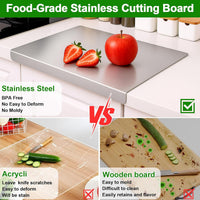 Bent Stainless Steel Rolling Pin Board - Food Grade 304 Cutting Board for Baking and Kneading