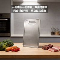 New 304 Stainless Steel Grooved Cutting Board, Antibacterial and Anti-Mold Kitchen Chopping Board