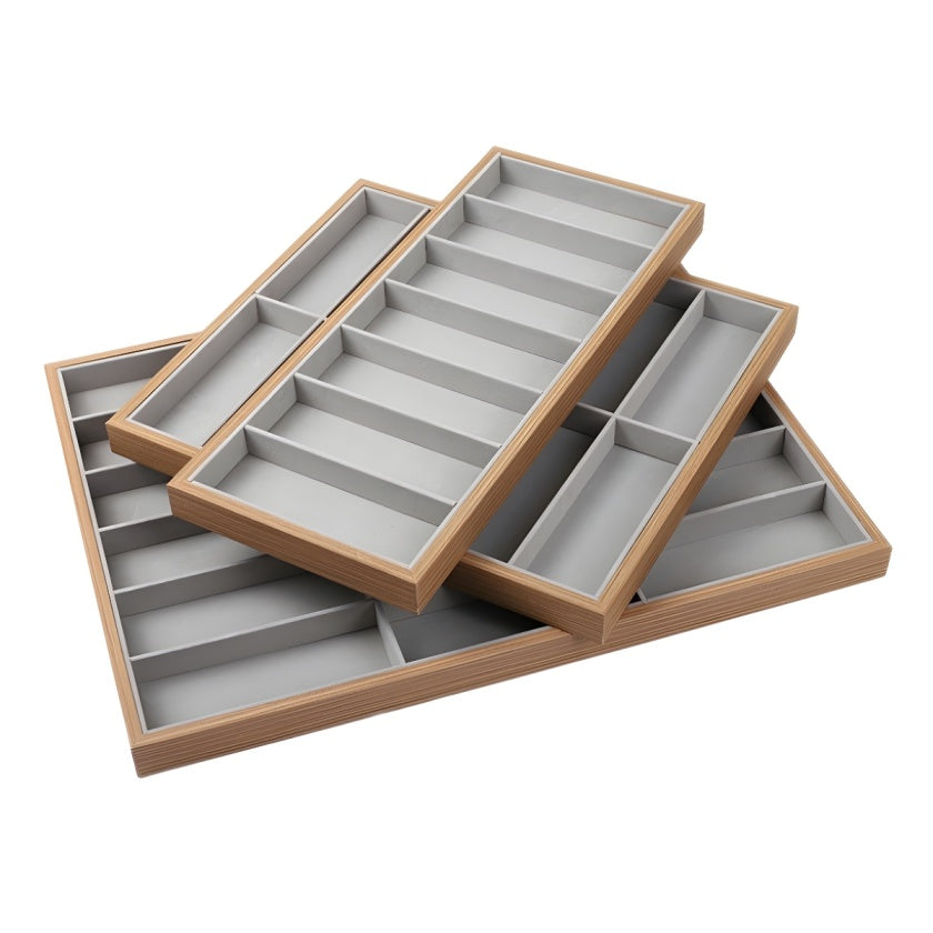 Wooden Square Sunglasses Display Tray with 7 Grids for Eyewear Storage