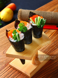 Bamboo Sushi Roll Holder with Flower Pattern