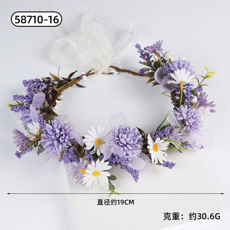 Forest Fairy Bride Flower Crown Headband, Handwoven, Glass Rhinestones