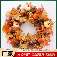 Gold Pumpkin Harvest Wreath for Autumn Door Decoration