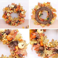 Gold Pumpkin Harvest Wreath for Autumn Door Decoration
