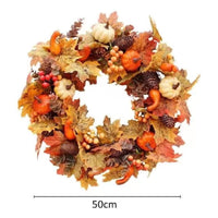 Gold Pumpkin Harvest Wreath for Autumn Door Decoration