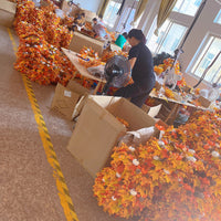 Gold Pumpkin Harvest Wreath for Autumn Door Decoration