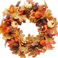 Gold Pumpkin Harvest Wreath for Autumn Door Decoration