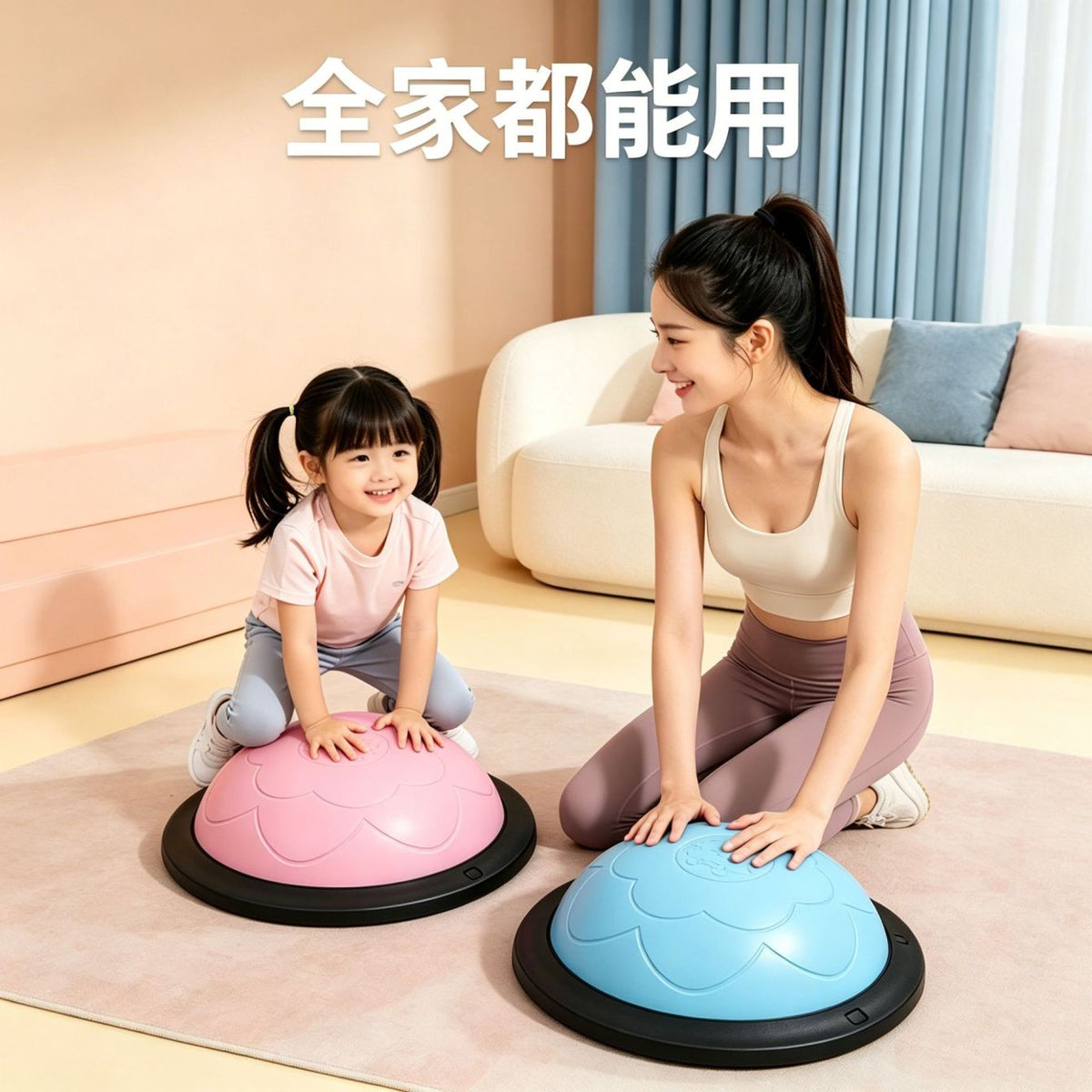Bosu Ball for Kids, Half Balance Ball with Pull Rope, 47cm, PVC