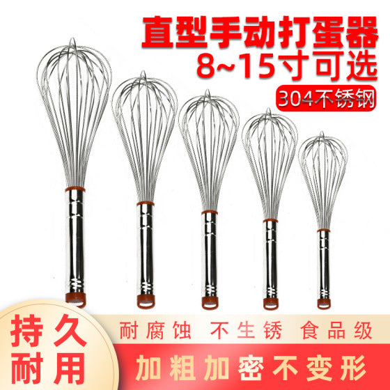 Large Stainless Steel Manual Egg Whisk with Round Handle for Baking