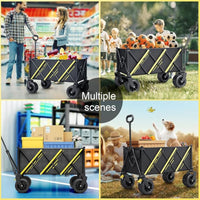 Foldable Metal Camping Cart with Table Top and Push Rod
