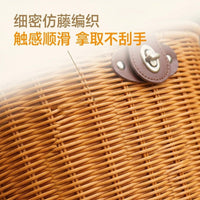 Rear Bike Basket with Lid and Lock, Hand-Woven Rattan Style