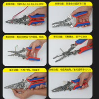Tuorui 9-Inch Folding Wire Stripper Pliers with Voltage Tester (5mm Thick)