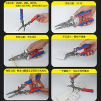 Tuorui 9-Inch Folding Wire Stripper Pliers with Voltage Tester (5mm Thick)