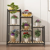 2026 New Step Flower Stand with Wheels, Wood, Modern Minimalist, for Balcony Living Room Indoor